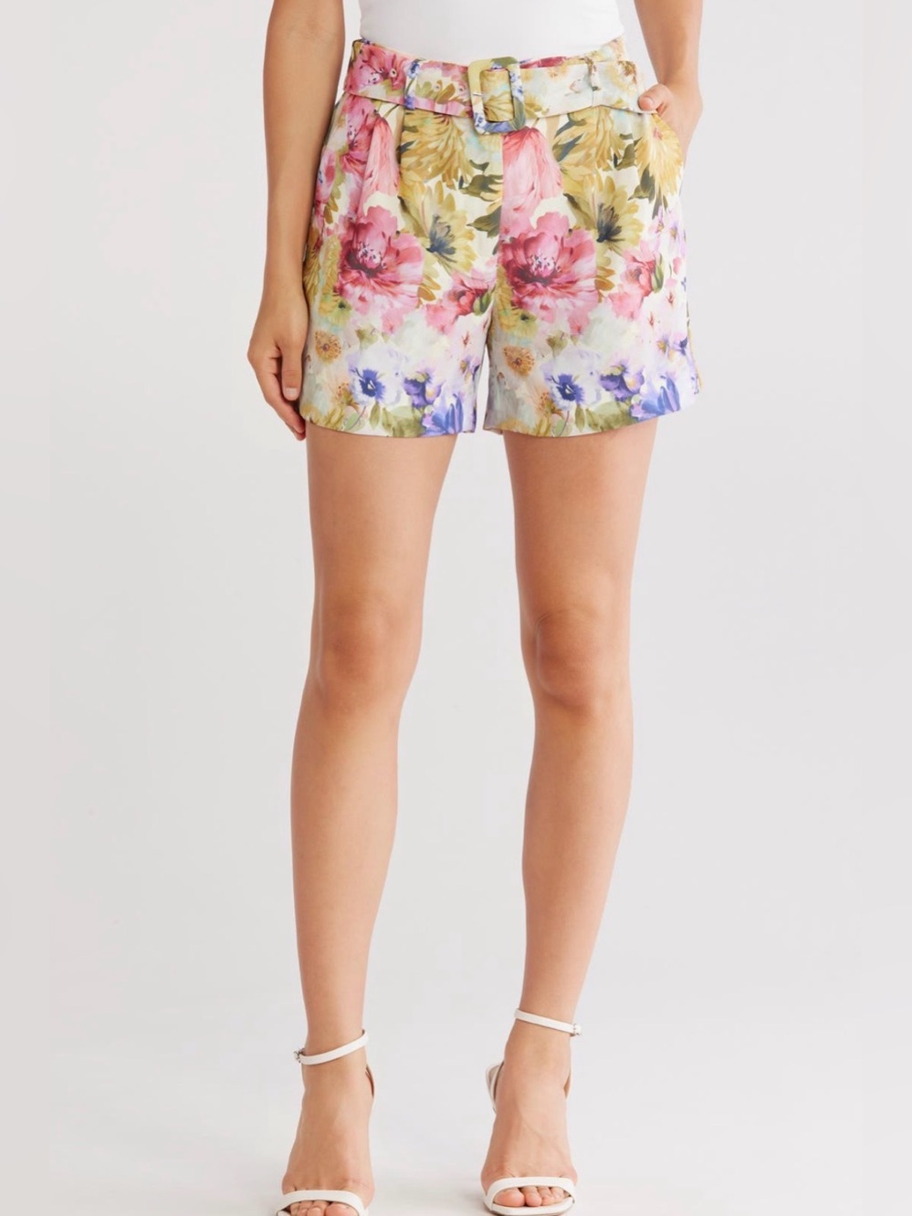 Jason Wu Floral High-Waist Belted Shorts In Size 8 Nwt